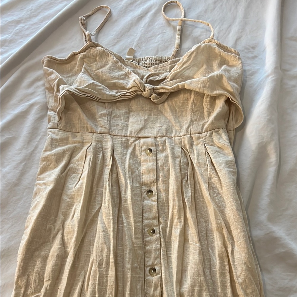 Sky and Sparrow Cream Ruched Sundress